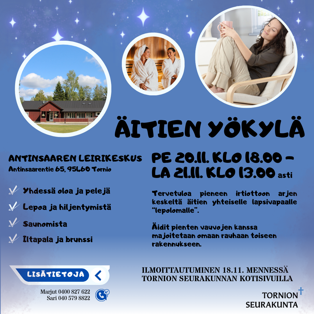 Tummalla taustalla tähtiä ja tekstiä