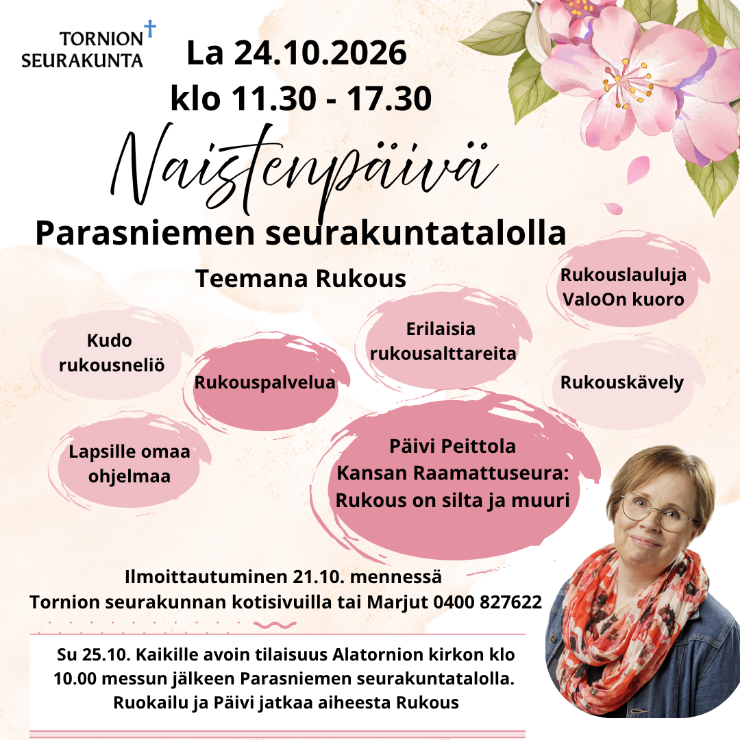 vaalealla pohjalla kukkia, Päivi Peittolan kuva ja palleroita joissa tekstiä