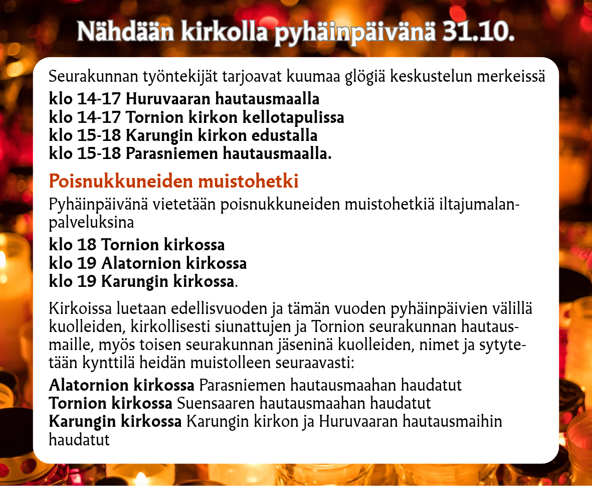 Pyhäinpäivän tapahtumien esite