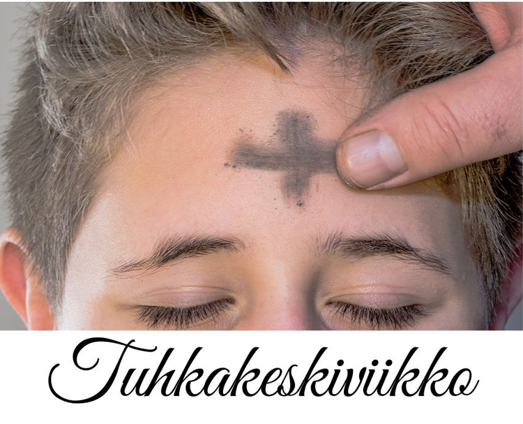 Kuvituskuva tuhkasta risti otsaan