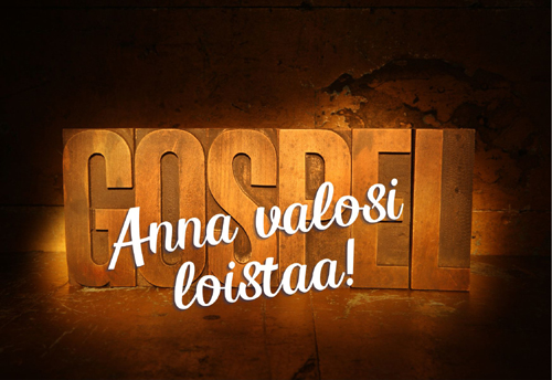 kuvituskuva sanasta gospel, tekstinä Anna valosi loistaa