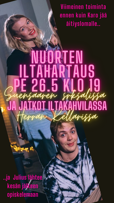 Karoliina ja Julius kuvassa kera tapahtumatietojen