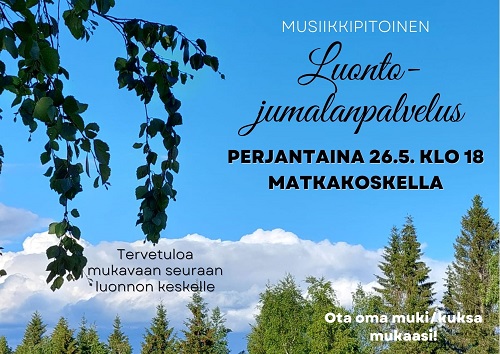 Tapahtuman tiedot sinisen taivaan ja metsänreunan puitteissa