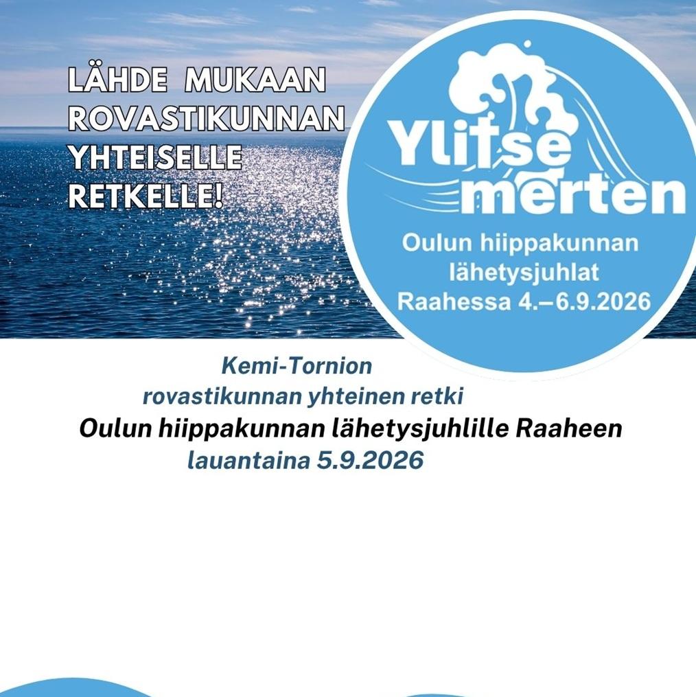 Yläosassa merimaisema Lähetysjuhlien logon kera. Lisäksi tapahtuman otsikkotiedot.
