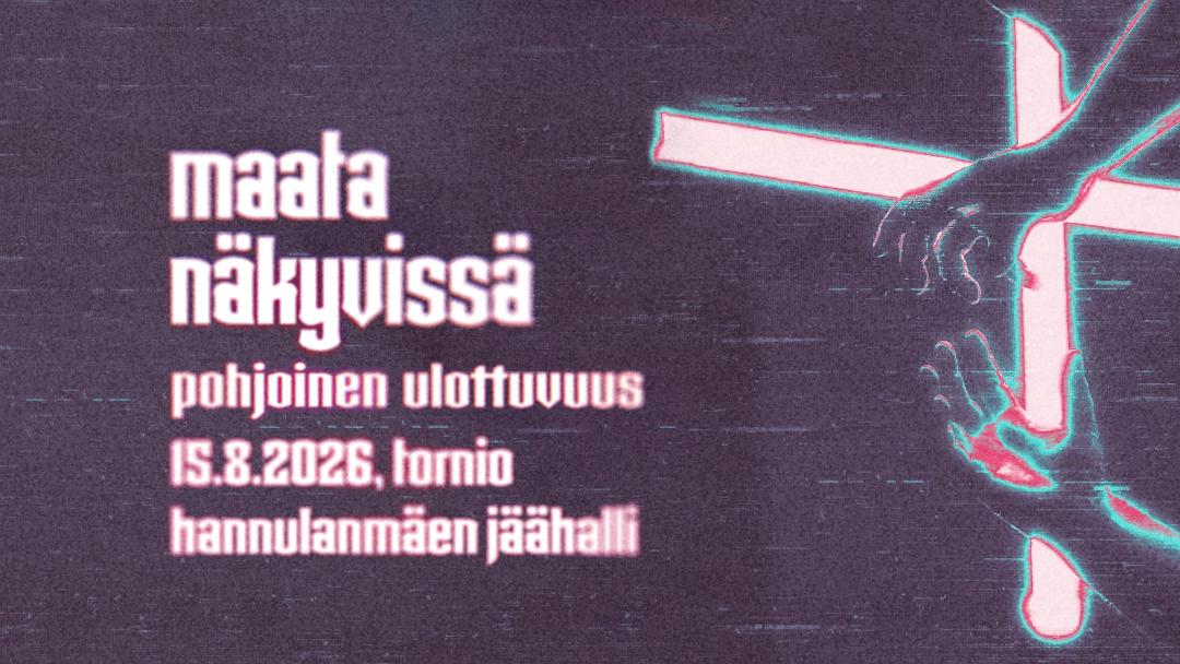 Taustalla risti ja kädet sekä tapahtuman otsaketiedot